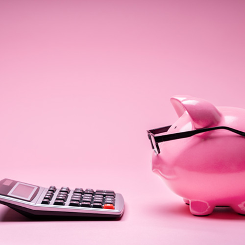 Piggy bank and calculator